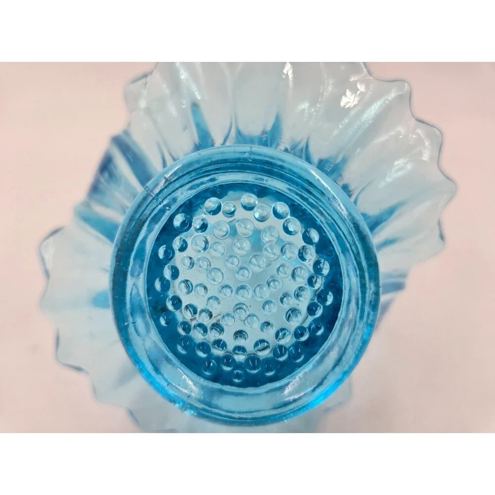 Murano ? Art Glass Blue Pulled Handle Basket Dish Vase Italy STUNNING COLOR